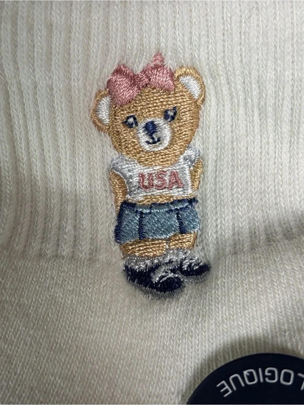 New French Connection Socks Women’s 5 Pair White & Pink Bear & Bows Quarter Sock